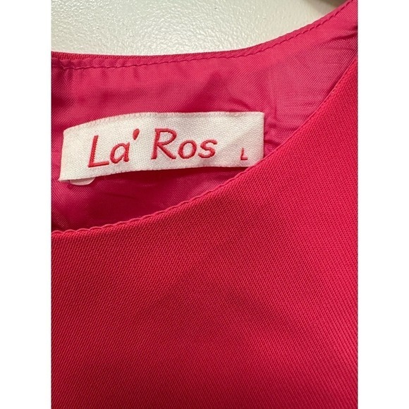 La' Rose Hot Pink Feather Hem Trim Sleeveless Top Size Large NWOT - Picture 6 of 6